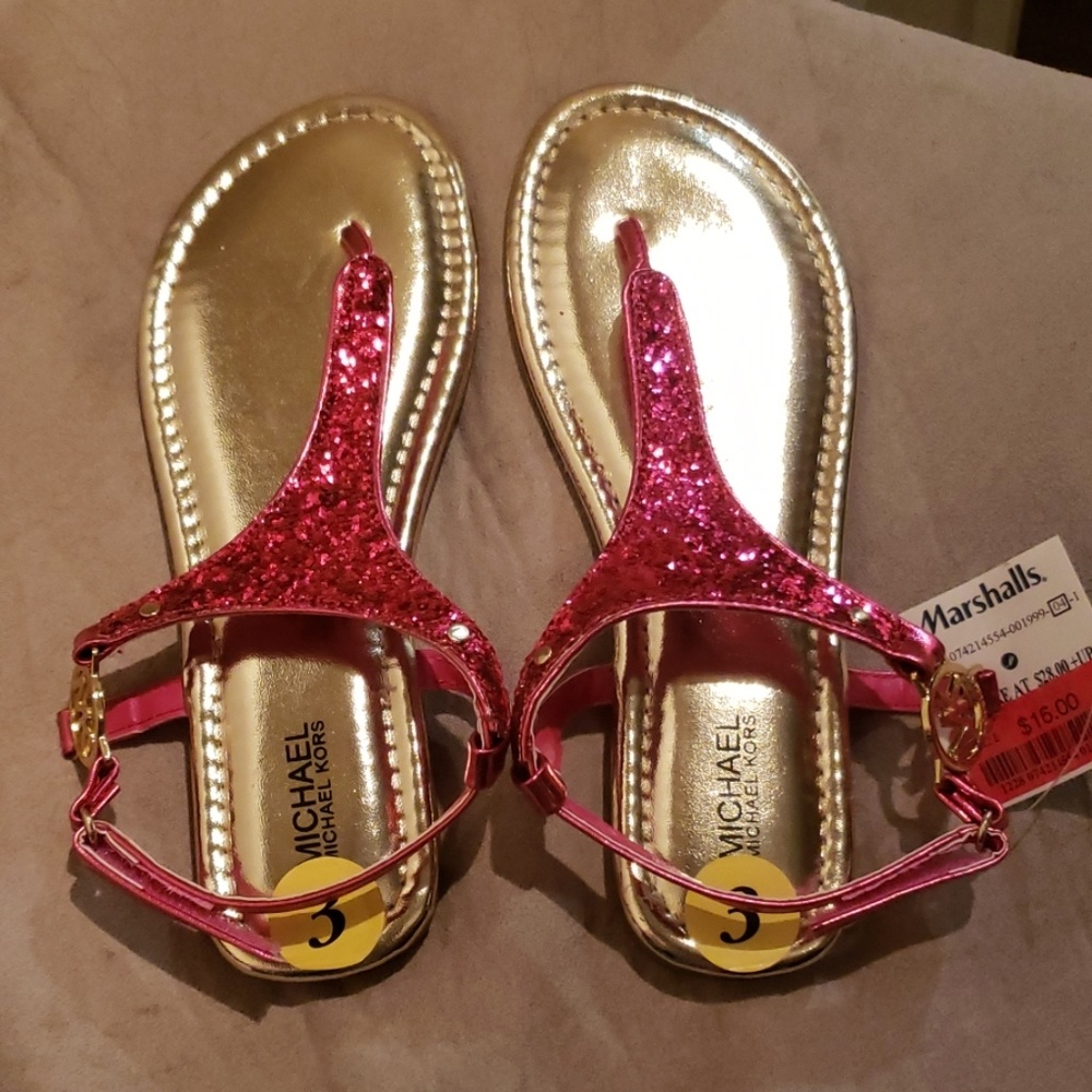 MICHAEL Michael Kors Pink and Gold Kids Sandals